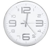 vidaXL Reloj Pared Redondo Moderno Cuarzo Agujas Cocina Baño Sala Blanco Plata