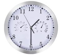 vidaXL Reloj Pared Termómetro Higrómetro Cuarzo Cocina Baño Sala Blanco Plata