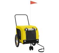 vidaXL Remolque Bicicleta Mascotas Hierro Tela Oxford Amarillo Negro