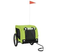 vidaXL Remolque bicicleta para perros hierro tela Oxford verde negro