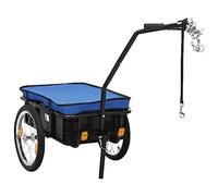vidaXL Remolque de bicicleta Carrito de mano – Cubierta desmontable, para acampada, Acero azul