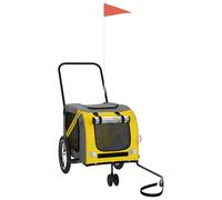 vidaXL Remolque de bicicleta Perros Amarillo y Gris Tela Oxford y Hierro, Remolque de Rueda, Remolque de Perros, Bicicleta Remolque Re