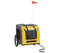 vidaXL Remolque de bicicleta mascotas hierro tela Oxford amarillo gris