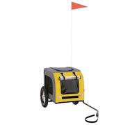 vidaXL Remolque de Bicicleta Mascotas Hierro Tela Oxford Amarillo Gris