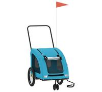VidaXL Remolque de bicicleta mascotas hierro tela Oxford azul