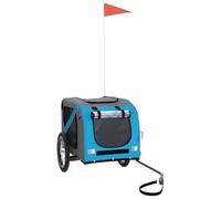 vidaXL Remolque de Bicicleta Mascotas Hierro Tela Oxford Azul Gris