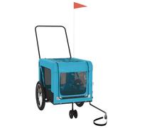 vidaXL Remolque de Bicicleta Mascotas Hierro Tela Oxford Azul Negro