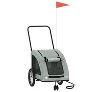 vidaXL Remolque de Bicicleta Mascotas Hierro Tela Oxford Gris, Remolque para Bicicletas, Remolque para Mascotas, Carrito para Bicicletas