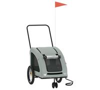 vidaXL Remolque de bicicleta mascotas hierro tela Oxford gris