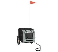 vidaXL Remolque de Bicicleta Mascotas Hierro Tela Oxford Gris Negro