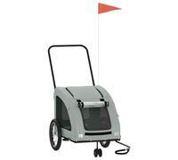 vidaXL Remolque de Bicicleta Mascotas Hierro Tela Oxford Gris, Remolque para Bicicletas, Remolque para Mascotas, Carrito para Bicicletas
