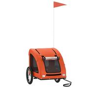 vidaXL Remolque de Bicicleta Mascotas Hierro Tela Oxford Naranja