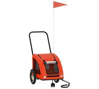 vidaXL Remolque de bicicleta mascotas hierro tela Oxford naranja gris