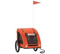 vidaXL Remolque de Bicicleta Mascotas Hierro Tela Oxford Naranja, Remolque para Bicicletas, Remolque para Mascotas, Carrito para Bicicletas