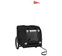 vidaXL Remolque de Bicicleta para Mascotas, Carrito para Perros Gatos, Remolque de Carga para Compra Camping, Hierro Tela Oxford Negro