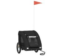 vidaXL Remolque de Bicicleta Mascotas Hierro Tela Oxford Negro