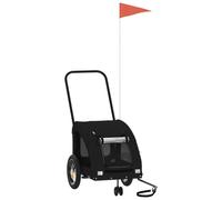 vidaXL Remolque de Bicicleta Mascotas Hierro Tela Oxford Negro, Remolque para Bicicletas, Remolque para Mascotas, Carrito para Bicicletas