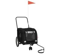 vidaXL Remolque de bicicleta para perros, tejido Oxford negro y hierro, remolque de rueda, remolque para perros, bicicleta, remolque de bicicleta, remolque de bicicleta para perros