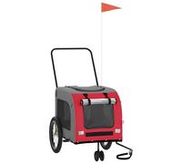 vidaXL Remolque de bicicleta mascotas hierro tela Oxford rojo gris