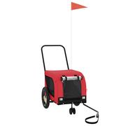 vidaXL Remolque de bicicleta mascotas hierro tela Oxford rojo negro