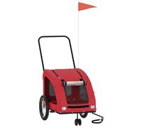 vidaXL Remolque de Bicicleta Mascotas Hierro Tela Oxford Rojo, Remolque para Bicicletas, Remolque para Mascotas, Carrito para Bicicletas