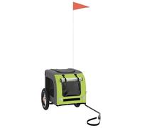 vidaXL Remolque de Bicicleta Mascotas Hierro Tela Oxford Verde Gris