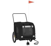 vidaXL Remolque de Bicicleta para Mascotas, Carrito para Bici, Remolque de Carga, Cochecito para Perros Gatos, Hierro Tela Oxford Negro