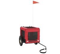 vidaXL Remolque de Bicicleta para Mascotas, Carrito para Perros Gatos, Remolque de Carga para Compra Camping, Hierro Tela Oxford Rojo Negro