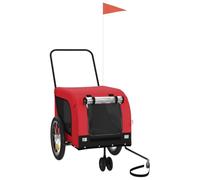 vidaXL Remolque de Bicicleta para Mascotas, Carrito para Perros Gatos, Remolque de Carga para Compra Camping, Hierro Tela Oxford Rojo Negro