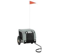 vidaXL Remolque de Bicicleta para Mascotas, Carrito para Perros Gatos, Remolque de Carga para Compra Camping, Hierro Tela Oxford Gris Negro