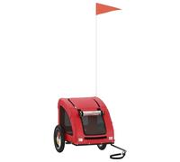 vidaXL Remolque de Bicicleta para Mascotas, Carrito para Perros Gatos, Remolque de Carga para Compra Camping, Hierro Tela Oxford Rojo