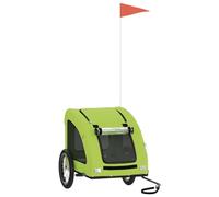 vidaXL Remolque de Bicicleta para Mascotas, Carrito para Perros Gatos, Remolque de Carga para Compra Camping, Hierro Tela Oxford Verde