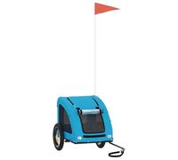 vidaXL Remolque de Bicicleta para Mascotas, Carrito para Perros Gatos, Remolque de Carga para Compra Camping, Hierro Tela Oxford Azul