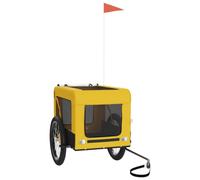 vidaXL Remolque de Bicicleta para Mascotas, Carrito para Perros Gatos, Remolque de Carga para Compra Camping, Hierro Tela Oxford Amarillo Negro