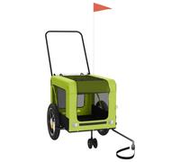 vidaXL Remolque de Bicicleta para Mascotas, Remolque de Carga con Manillar, Carrito de Bici, Remolque para Perros, Hierro Tela Oxford Verde Negro