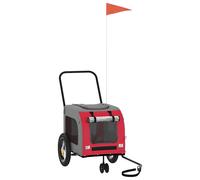 vidaXL Remolque de bicicleta para mascotas Rojo y gris