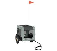 vidaXL Remolque de Bicicleta para Mascotas, Carrito para Perros Gatos, Remolque de Carga para Compra Camping, Hierro Tela Oxford Gris Negro