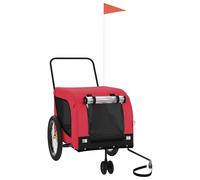 vidaXL Remolque de bicicleta para perros hierro tela Oxford rojo negro