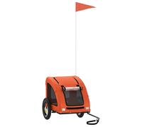 vidaXL Remolque de Bicicleta para Mascotas, Carrito para Perros Gatos, Remolque de Carga para Compra Camping, Hierro Tela Oxford Naranja