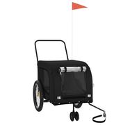 vidaXL Remolque de bicicleta para perros hierro y tela Oxford negro