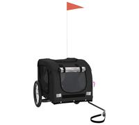 vidaXL Remolque de bicicleta para perros hierro y tela Oxford negro