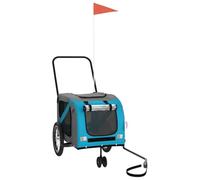 vidaXL Remolque de bicicleta Perros Azul y Gris Tela Oxford y Hierro, Remolque de Rueda, Remolque de Perros, Bicicleta Remolque Re