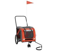 vidaXL Remolque de bicicleta Perros Naranja y Gris Tela Oxford y Hierro, Remolque de Rueda, Remolque para Perros, Bicicleta Remolque Re