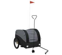 vidaXL Remolque para Bicicleta, Carrito con Bandera Seguridad, Remolque de Carga para Maletas Plantas, Carrito para Bici, Hierro Negro 45 kg