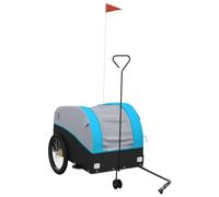 vidaXL Remolque para Bicicleta Hierro Negro y Azul 45 kg