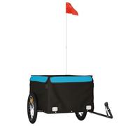 vidaXL Remolque para Bicicleta Hierro Negro y Azul 45 kg