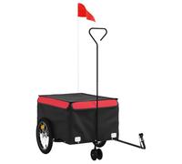 vidaXL Remolque para Bicicleta Hierro Negro y Rojo 45 kg