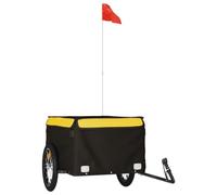 vidaXL Remolque para Bicicleta, Remolque de Carga, Carrito para Bici, Remolque para Maletas Plantas Herramientas, Hierro Negro y Amarillo 45 kg
