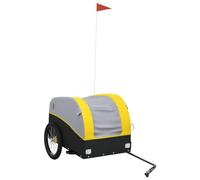 vidaXL Remolque para Bicicleta, Remolque de Carga, Carrito para Bici, Remolque para Maletas Plantas Herramientas, Hierro Negro y Amarillo 45 kg