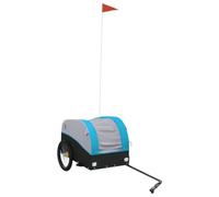 vidaXL Remolque para Bicicleta, Remolque de Carga, Carrito para Bici, Remolque para Maletas Plantas Herramientas, Hierro Negro y Azul 30 kg